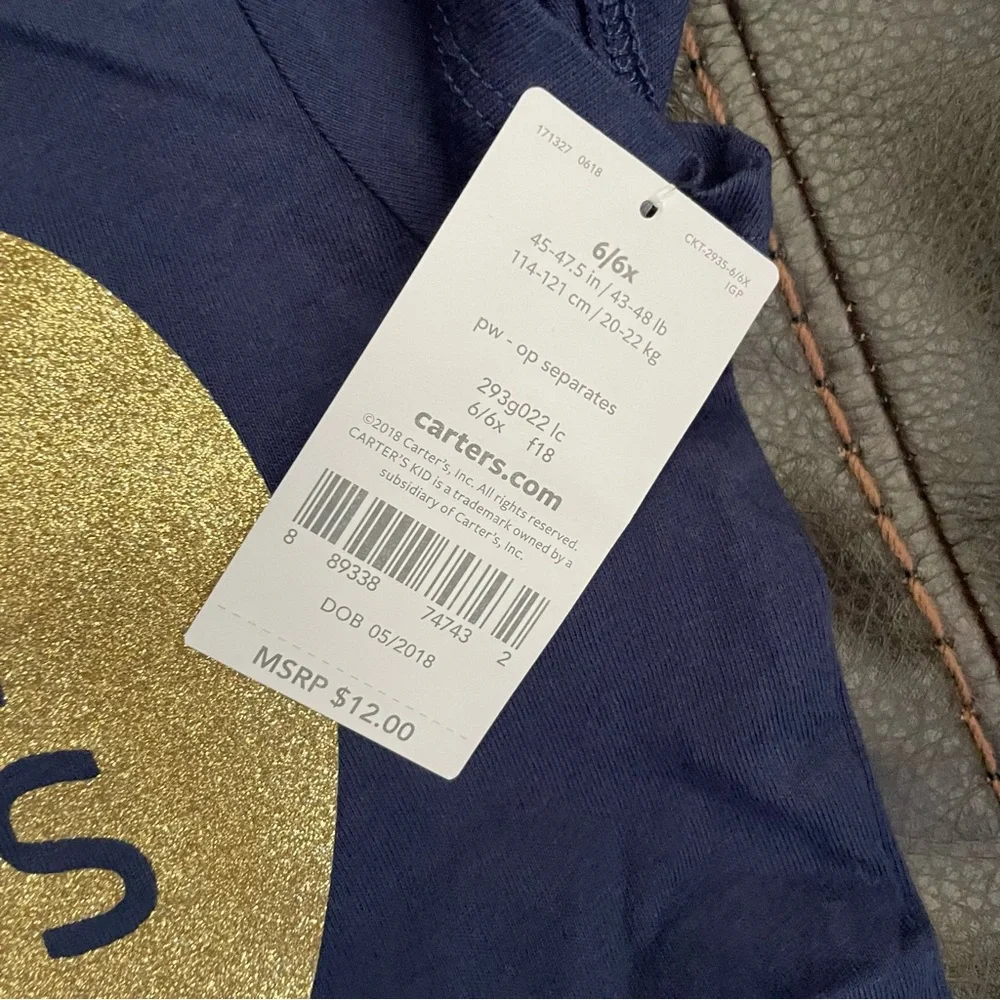 Carter's Navy Blue T-Shirt with Gold Heart Design